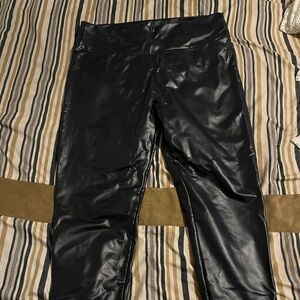 Navy Blue Leather Pants